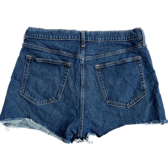 Gap Denim Shorts Cheeky Straight High Rise Size 32 Dark Wash Button Fly Stretchy - Picture 2 of 5
